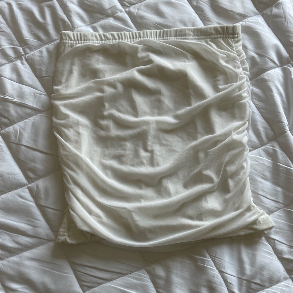 SHEIN Cream Gathered Mini Skirt